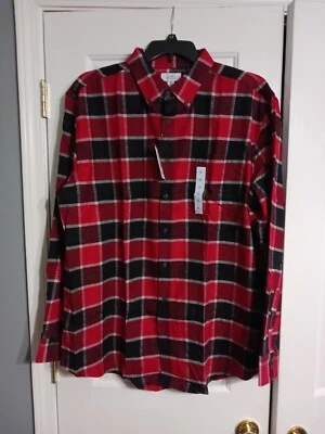 全新带标签 男式 Croft & Barrow 超柔软法兰绒衬衫 尺寸 XXL 红色格子 2XL — 第 1/3 张图片