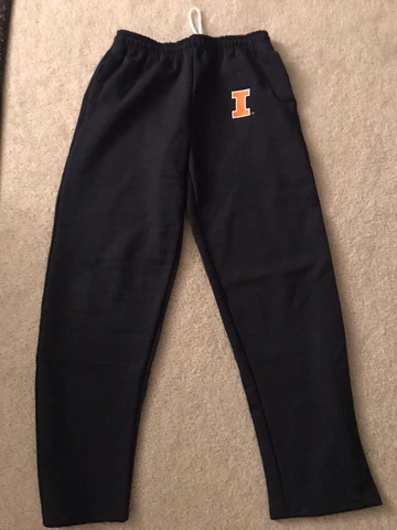 NEW Illinois Fighting Illini Mens fleece wide leg pants - L (blue) Cover