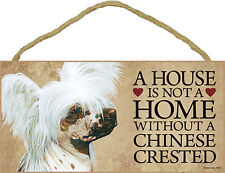 Chinese Crested Wood Sign Wall Plaque 5 x 10 + Bonus Coaster