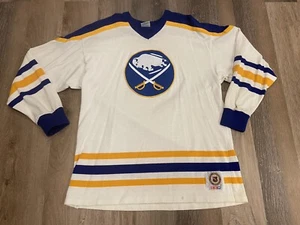 VINTAGE 90'S CCM BUFFALO SABERS RARE COTTON BLEND JERSEY SZ XL MADE IN CANADA - Picture 1 of 6