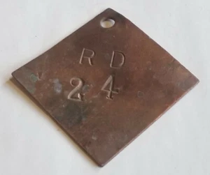 Frühe Bergleute Anhänger Vintage R D Bergbau Kupfer Werkzeug Schlüsselanhänger ID Abzeichen Sammlerstück Anhänger - Bild 1 von 5