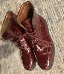 Tod’s Women’s Parent Red Leather Size US9 EU 39.5 Lace Up Combat Ankle Boots-EUC - Picture 1 of 7