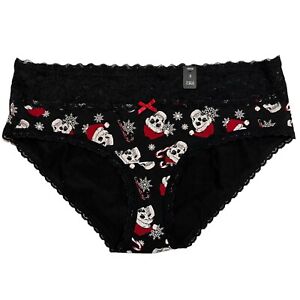 NWT TORRID Hipster Pantie Underwear Sz 0-1-2-3 Black Santa Skulls Jersey Lace