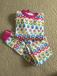 NWOT Hanna Andersson Flower Floral Pajamas 140 US 10 Organic Cotton Pink Yellow - Picture 1 of 7