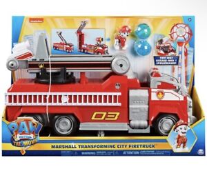 Paw Patrol Fire Engine Marshall Transforming City Lights and Sounds Ages 3+ New!
