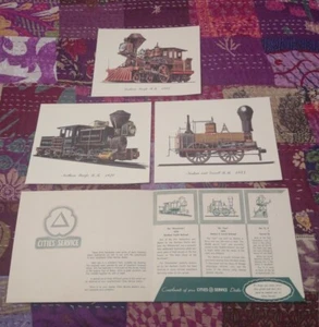 Cities Service Gasoline Set of 3 Steam Locomotives Color Prints 1950s Promo - Picture 1 of 6