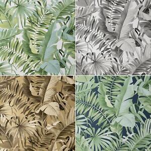 Fine Decor Maui Leaf Wallpaper Tropical Palm Leaves Jungle Foliage Washable