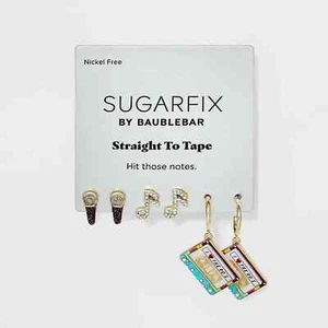 NEW SUGARFIX by BaubleBar 'Straight To Tape' Statement Earring Set Gold Love 90s - Picture 1 of 13