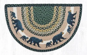 Braided Jute Slice Half Moon Printed Stencil Area Rug. Earth Rugs. BEARS - Picture 1 of 1