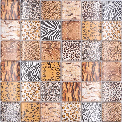 Carreaux De Mosaïque En Verre Marron Pour Pare-Douche | 10 Matrices - Photo 1/3