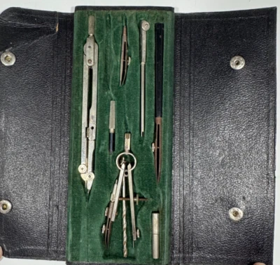 German Engineer Drafting Tools Compass Set in Case 7pc + Lumber Calculator - VTG - Image 1 of 4