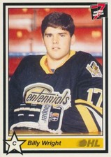 1990-91 7th Inning Sketch OHL #322 BILLY WRIGHT - North Bay Centennials