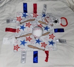 NWT Baby Jack Baseball Blue Red Lovey Security Blanket Plush Ball Sports Tags - Picture 1 of 13