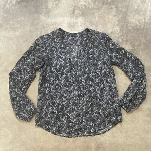 Theory Bluse Damen Größe Small Seide Ruisa Caligula geometrisches Muster grau blau - Bild 1 von 12