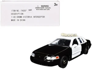 Motormax Ford Crown Victoria Police Interceptor Black & White 1/43 Diecast 74207 - Picture 1 of 3