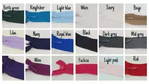 Concealed Invisible Auto-lock closed-end nylon zip No.3 8" 9" 14" 16" 22" Size 2 - Picture 1 of 38
