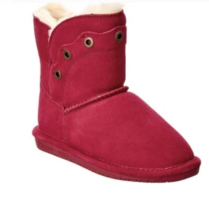 BearPaw Kid's Boots Pink Short Pull On Sheepskin Wool Girl's Boots Size Youth 5 - Picture 1 of 6