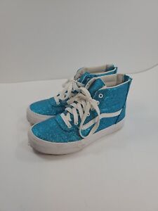 VANS Shoes Girls 1.5 High Top Sneakers Blue Sparkle Glitter 