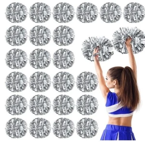 24 Pack Cheerleading Pom Poms with Baton Handle 14.5 Inch Metallic Cheering S... - Picture 1 of 7