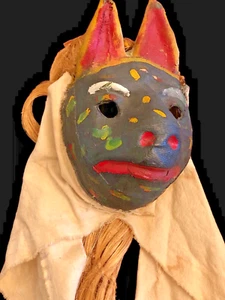 Einzigartige Vintage Farisäer Tier Queretaro Maske Karnevalsmaske Mexiko Volkskunst - selten - Bild 1 von 11