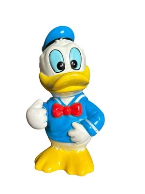 VINTAGE DONALD DUCK 6" BANK, ADJUSTABLE HEAD & ARM HARD RUBBER KOREA WALT DISNEY - Image 1 of 4