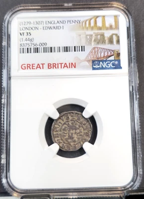 1279-1307 INGLATERRA PLATA 1 PENIQUE S-1408 EDWARD I LONGSHANKS NGC VF 35 BONITA MONEDA Foto 1 de 3