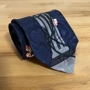 VALENTINO PIETRO Tie 100% Silk Hand Made ITALY Necktie Navy Dark Academia 58in - Picture 1 of 7
