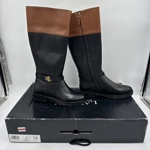 Botas de montar Lauren Ralph Lauren para mujer 7B marrón negro cuero siempre altas - Imagen 1 de 17