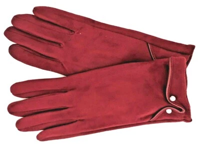 HERMOSOS GUANTES DE TERCIOPELO ROJO CON PERLAS - M - NUEVOS Foto 1 de 3