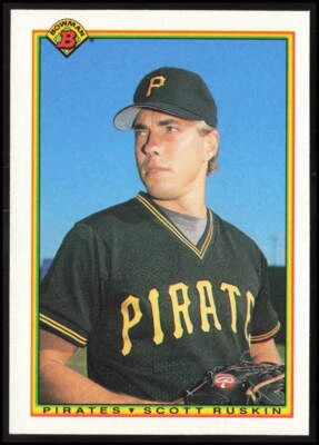 1990 Bowman #167 Scott Ruskin Pittsburgh Pirates Baseball Card - Image 1 of 2