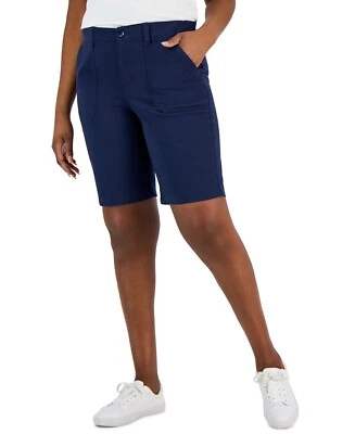 Karen Scott Women's Mid Rise Stretch-Waist Shorts Intrepid Blue SZ 6 - Image 1 of 3
