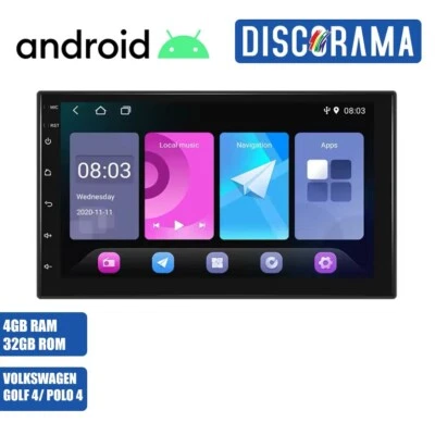 AUTORADIO ANDROID VOLKSWAGEN GOLF 4 POLO 1997-2008 STEREO AUTO WIFI NAVIGATORE - Immagine 1 di 4