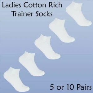 Mujer Zapatillas Calcetines de Algodón Forro SPORTS Calcetín 5 O 10 Pares - Imagen 1 de 3