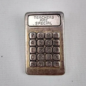 Vintage Brooch Pin Calculator School Teachers Are Special Silver Tone - Picture 1 of 3