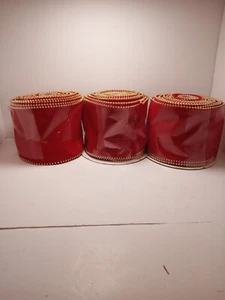 3 Rollen Weihnachten Samt mit Gold Perlen/4 ZollX10 Eine Rolle Insgesamt 30 Yards/B2 - Bild 1 von 5