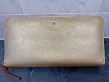 Kate Spade  Gold Leather Wallet Zip Around Authentic 