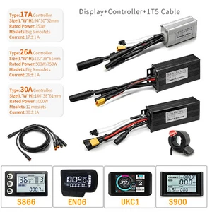 E-Bike 24V/36V/48V 17A-30A Sine Wave Controller+LCD Display for 350W-1000W Motor - Picture 1 of 35