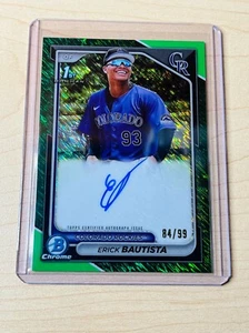 2024 Erick Bautista Bowman #CPA-EB 1° rifrattore cromato verde brillante automatico 84/99 - Foto 1 di 2