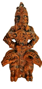 Nordic Warrior Figurine Standing with 2 Rams in Red and Black Detail 4" - Picture 1 of 6