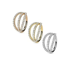 Cartilage Tragus Helix Ring Triple Lined Bendable Nose Ring Hoop Earring - Picture 1 of 6