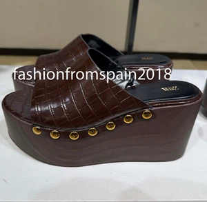 ZARA NUEVO MUJER ANIMAL ESTAMPADO PLATAFORMA RELIEVE CUÑAS ZAPATOS MARRÓN 3305/510/700 - Imagen 1 de 3