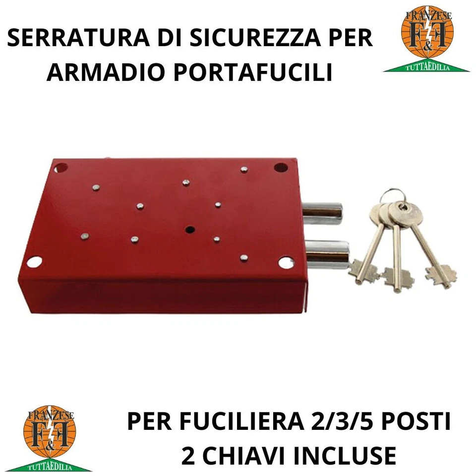 SERRATURA DI SICUREZZA PER ARMADIO PORTAFUCILI per 2/3/5 posti UNIKO - Immagine 1 di 1