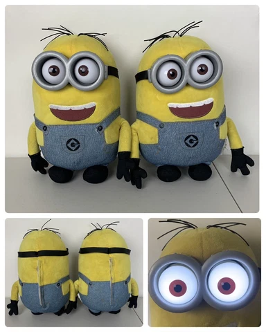 Despicable Me Minions Dave Plush Talking Pop Out Light Up Eyes 11” Set of 2 Pcs Cover
