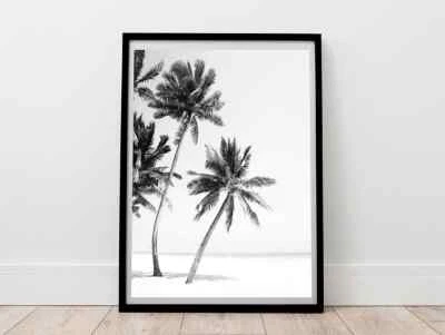 BW Palm Tree Relaxing Decor Wall Art Poster Print. - Image 1 of 3