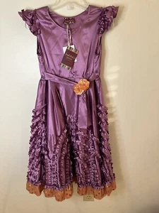New Tags BOUTIQUE MELI MELI Girls SIZE 10 100%SILK Purple Peach DRESS GORGEOUS - Picture 1 of 10