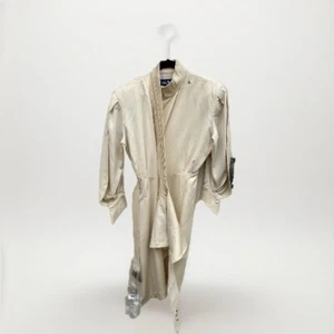 Vintage 80s Thierry Mugler Edition Wrap Dress Shoulder Pads Beige Shorts Dress I - Picture 1 of 24