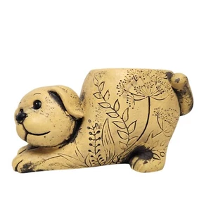 Yellow Dog Cement Planter Cute Concrete Pot 14cm x 24cm x 12cm Indoor/Outdoor - Picture 1 of 10