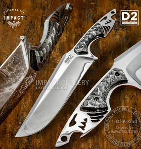 1-Of-A-Kind Mirror Polished Art Knife by Impact Cutlery | D2 Blade | Damascus - Picture 1 of 17