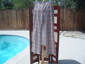 New Vertigo Nova Check Plaid Beige Red Black Women Trousers Pants 42 10 France  - Picture 1 of 11