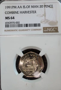 1991 PM AA ISLE OF MAN 20P COMBINE HARVESTER NGC MS 64 - Picture 1 of 2